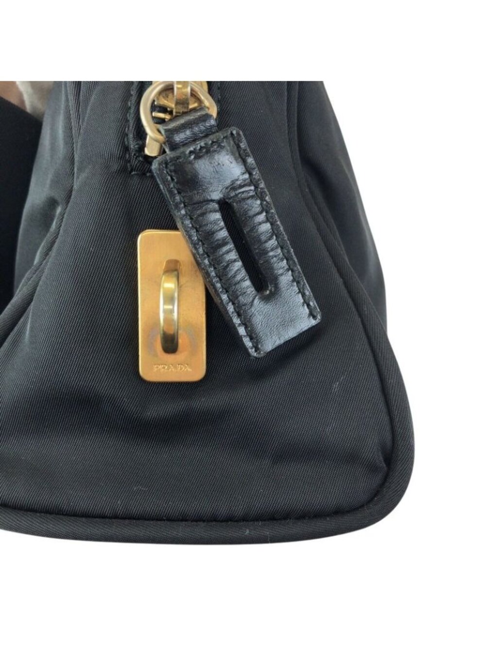 Prada Tessuto Black Gold Nylon Tote Mini Boston Bag - Picture 5 of 9